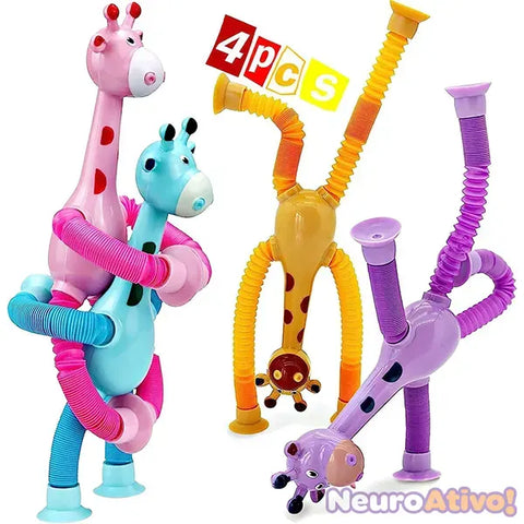 Kit com 4 Girascópica - Lindas Girafinhas Telescópicas com Ventosa